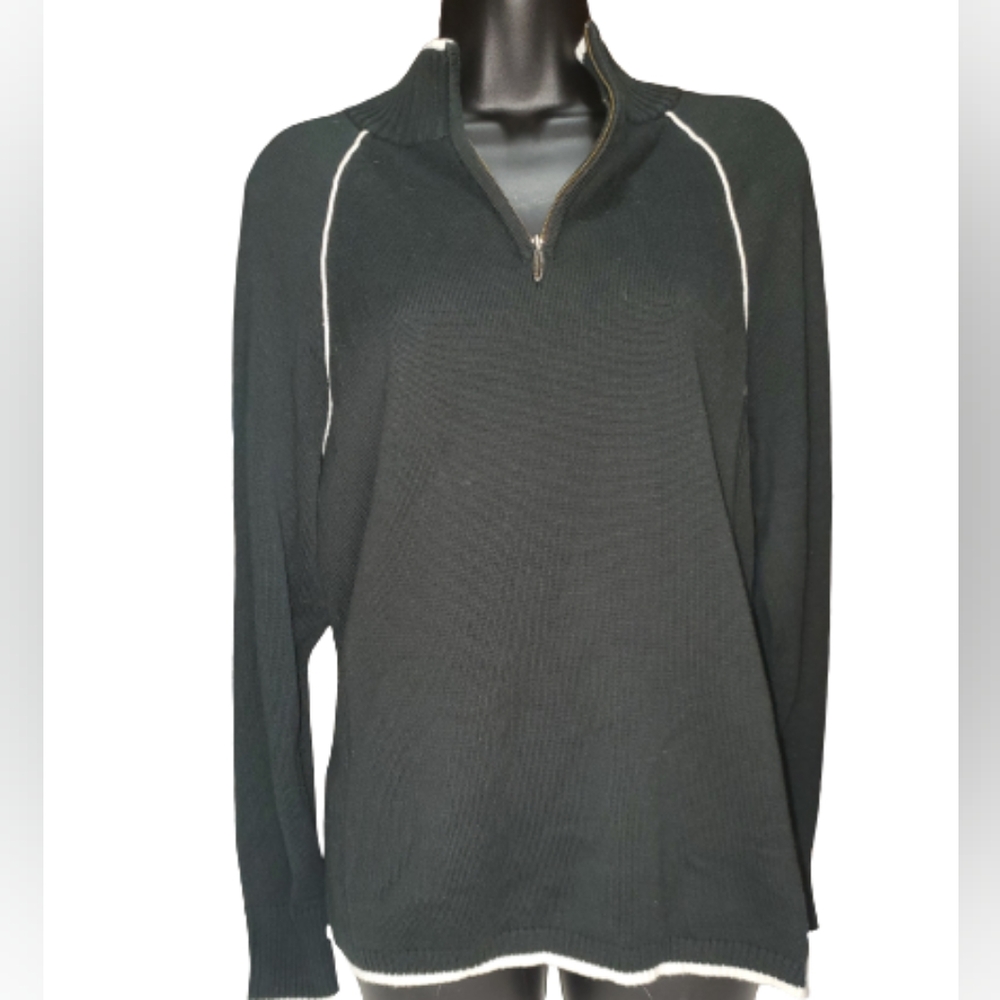 Eddie Bauer Mock Neck Quarter Metal Zipper Knit Sweater